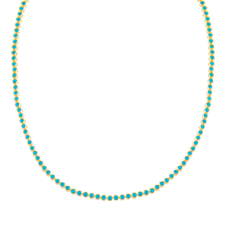 Turquoise / 3 MM CZ Bezel Necklace - Adina Eden's Jewels