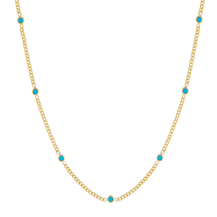 Turquoise CZ Colored Cuban Chain Choker - Adina Eden's Jewels