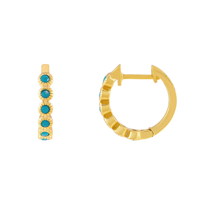 Turquoise Turquoise Bezel Huggie Earring - Adina Eden's Jewels