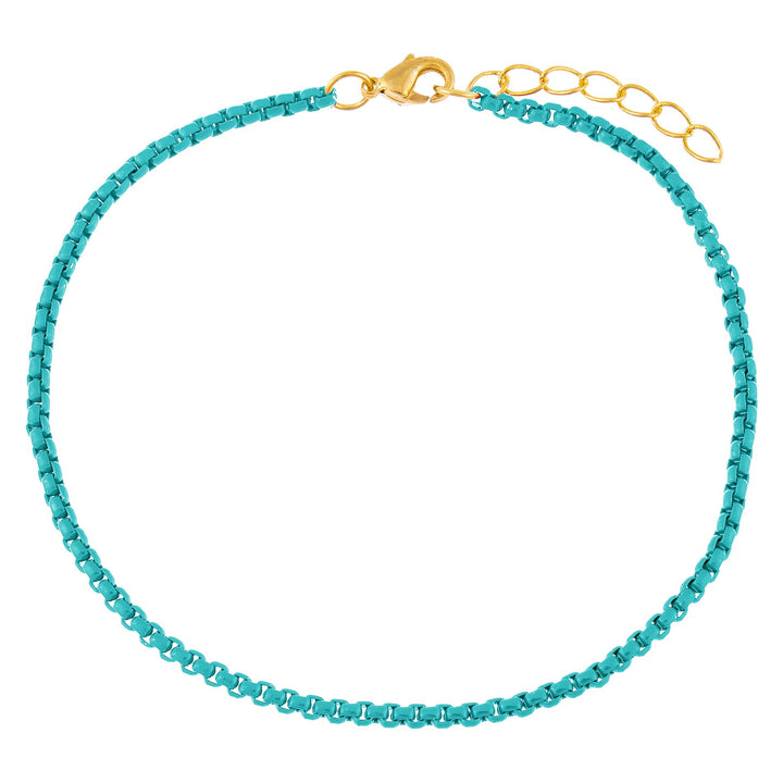 Turquoise Colored Enamel Rope Chain Anklet - Adina Eden's Jewels