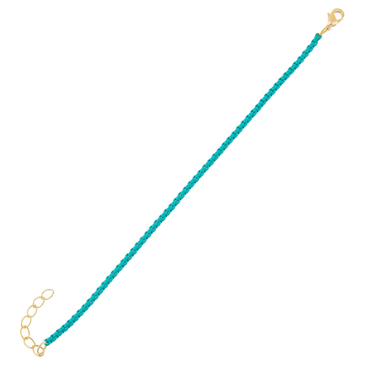 Turquoise Colored Enamel Rope Chain Bracelet - Adina Eden's Jewels