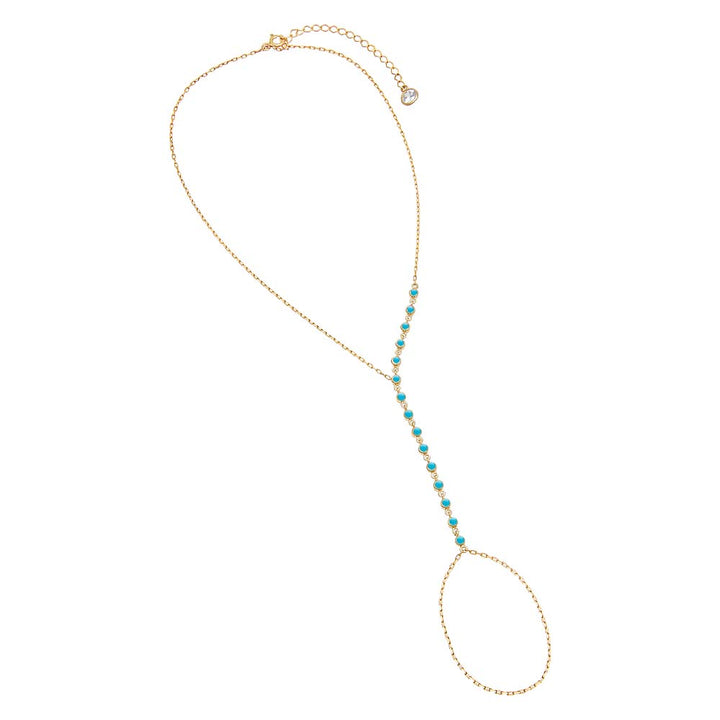 Turquoise Bezel Hand Chain Bracelet - Adina Eden's Jewels