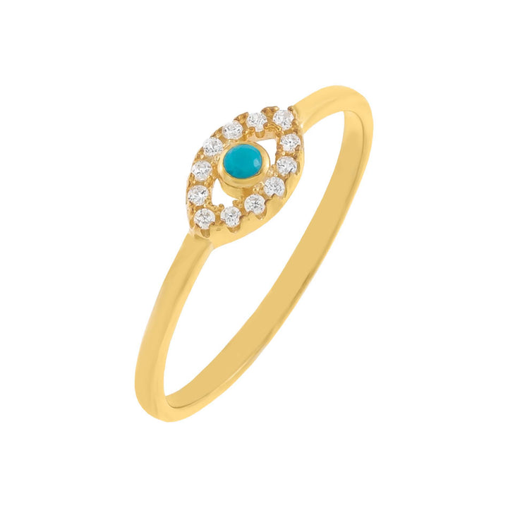 Turquoise / 6 CZ Evil Eye Ring - Adina Eden's Jewels