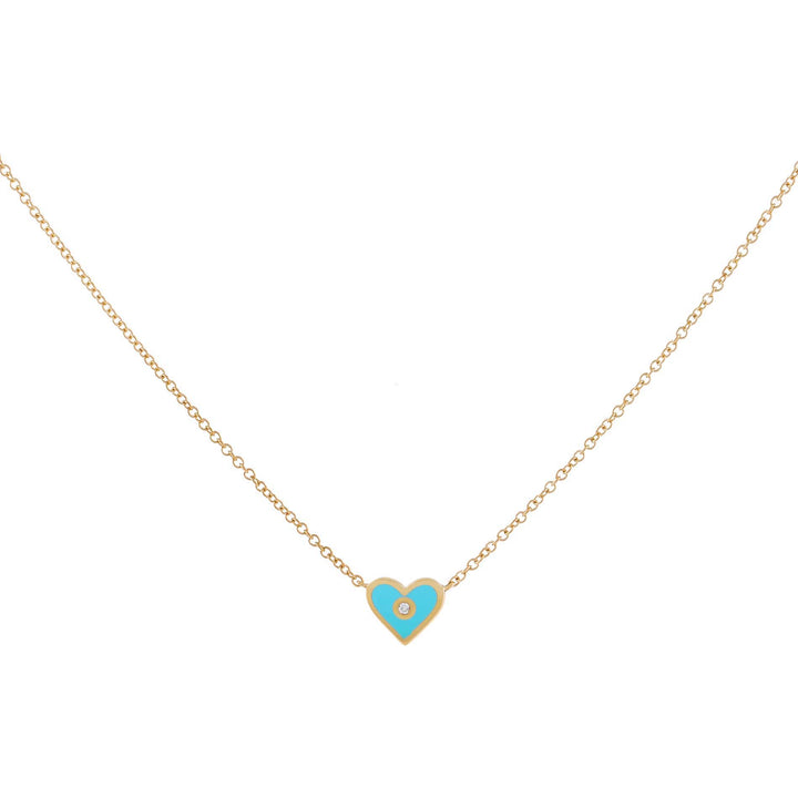  Diamond Mini Enamel Heart Necklace 14K - Adina Eden's Jewels