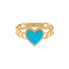  Diamond Turquoise Heart Braided Ring 14K - Adina Eden's Jewels