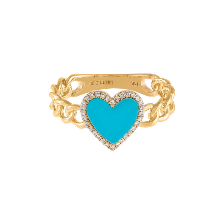  Diamond Turquoise Heart Braided Ring 14K - Adina Eden's Jewels