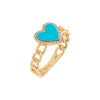 Turquoise / 6 Diamond Turquoise Heart Braided Ring 14K - Adina Eden's Jewels
