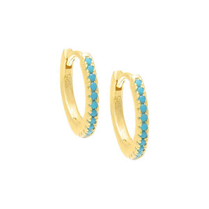 Turquoise Summer Pavé Colored Huggie Earring - Adina Eden's Jewels
