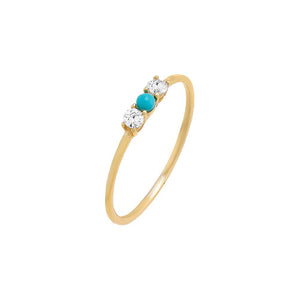 Turquoise / 5 Tiny CZ X Turquoise Ring - Adina Eden's Jewels