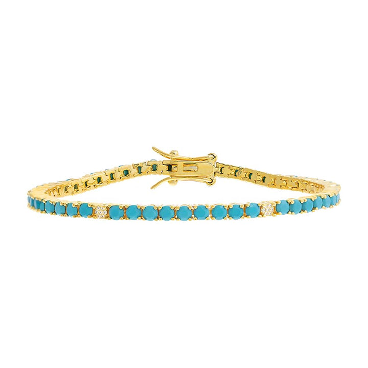 Turquoise Pavé Accented Colored Tennis Bracelet - Adina Eden's Jewels