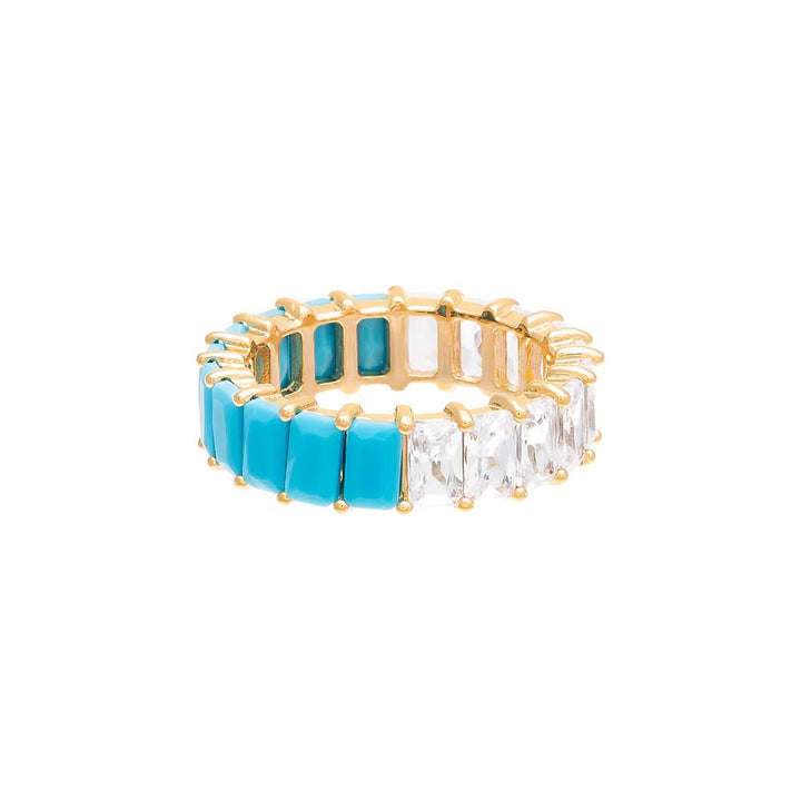  Turquoise X CZ Baguette Eternity Ring - Adina Eden's Jewels