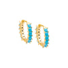 Turquoise / 12 MM Colored Princess Cut Huggie Earring - Adina Eden's Jewels