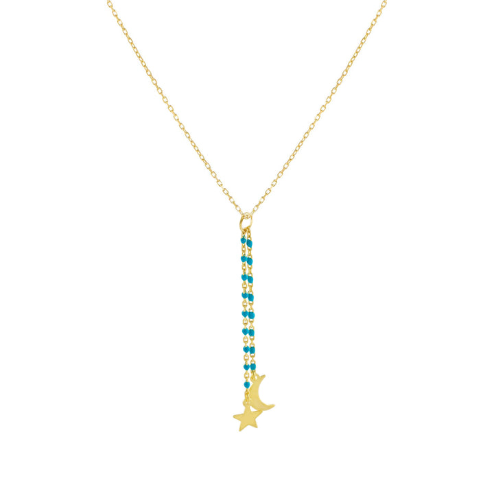 Turquoise Enamel Beaded Charm Lariat - Adina Eden's Jewels