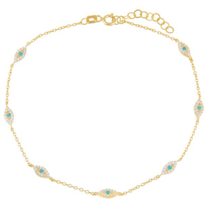  Pavé Evil Eye Anklet - Adina Eden's Jewels