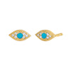 Turquoise / Pair Pavé Evil Eye Stud Earring - Adina Eden's Jewels