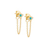 Turquoise / Pair Colored Evil Eye Front Back Chain Stud Earring - Adina Eden's Jewels