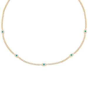 Turquoise Multi Evil Eye Tennis Choker - Adina Eden's Jewels