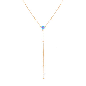 Turquoise Turquoise Flower Beaded Chain Lariat - Adina Eden's Jewels