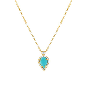 Turquoise CZ Turquoise Teardrop Necklace - Adina Eden's Jewels