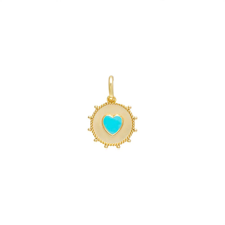 Turquoise Colored Stone Heart Medallion Necklace Charm - Adina Eden's Jewels