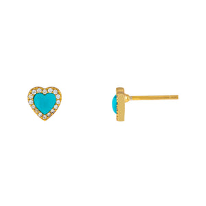 Turquoise CZ Mini Heart Stud Earring - Adina Eden's Jewels