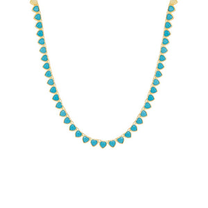 Turquoise Turquoise Heart Bezel Tennis Necklace - Adina Eden's Jewels