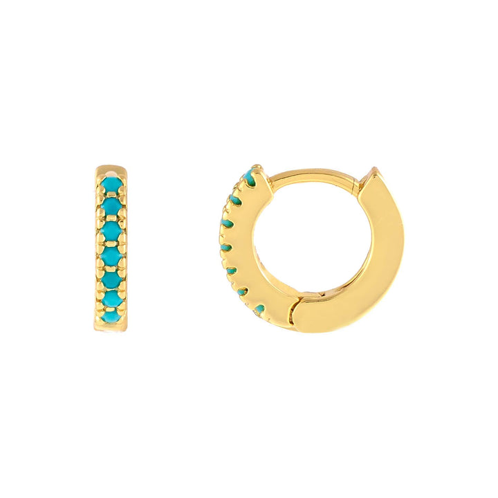 Turquoise CZ Turquoise Huggie Earring - Adina Eden's Jewels