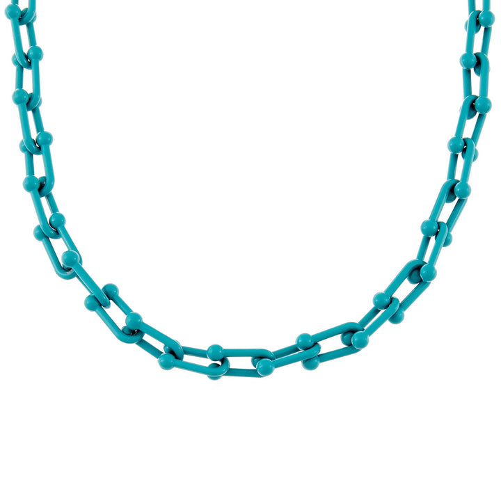 Turquoise Enamel U Chain Necklace - Adina Eden's Jewels