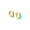 Turquoise / 10 MM Colored Princess Cut Huggie Earring - Adina Eden's Jewels