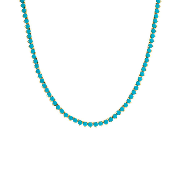 Turquoise Summer Colored Three Prong Tennis Necklace - Adina Eden's Jewels