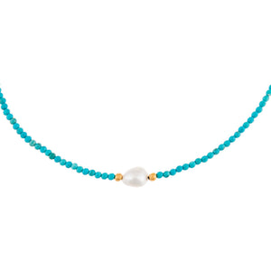 Turquoise Pearl Turquoise Beaded Necklace - Adina Eden's Jewels