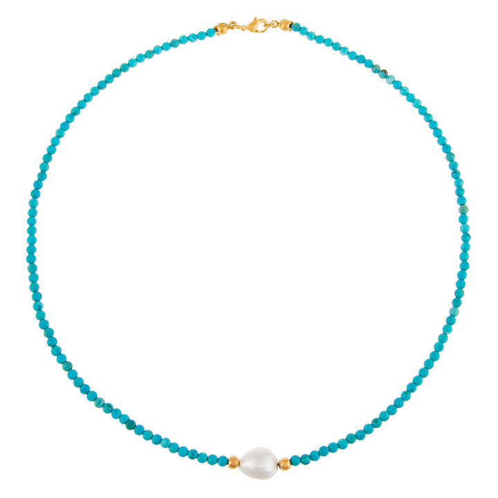  Pearl Turquoise Beaded Necklace - Adina Eden's Jewels