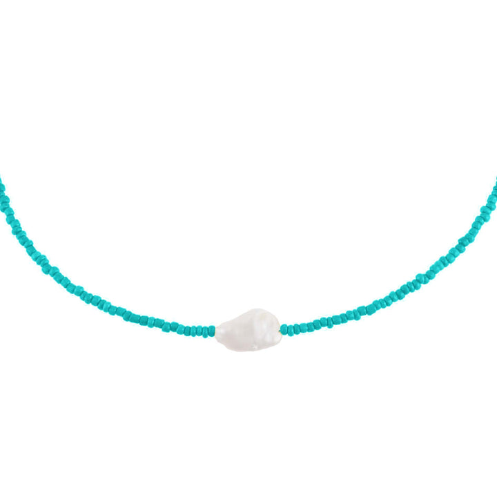 Turquoise Baroque Pearl Color Beaded Choker - Adina Eden's Jewels