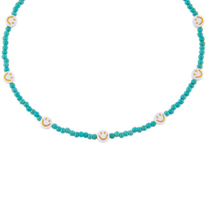 Turquoise Turquoise Smiley Face Beaded Choker - Adina Eden's Jewels