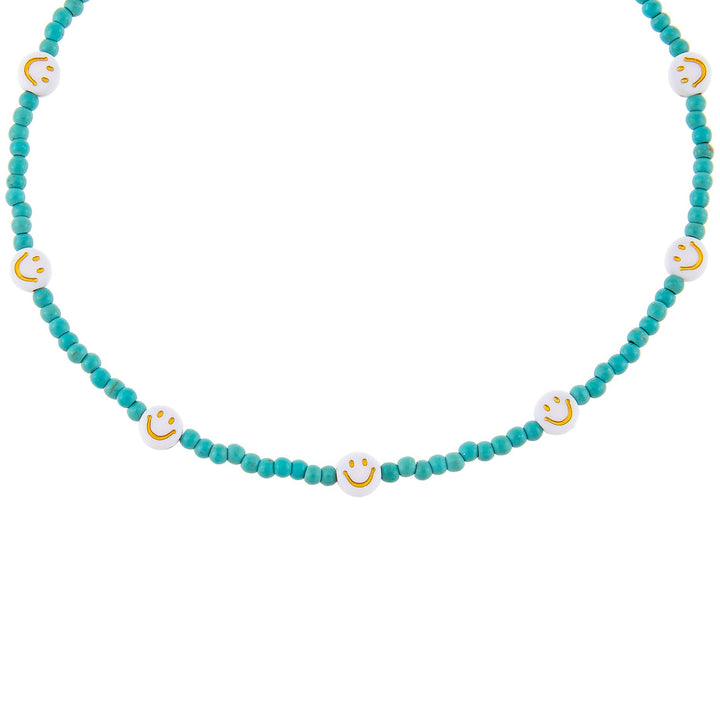 Turquoise Turquoise Smiley Face Beaded Choker - Adina Eden's Jewels