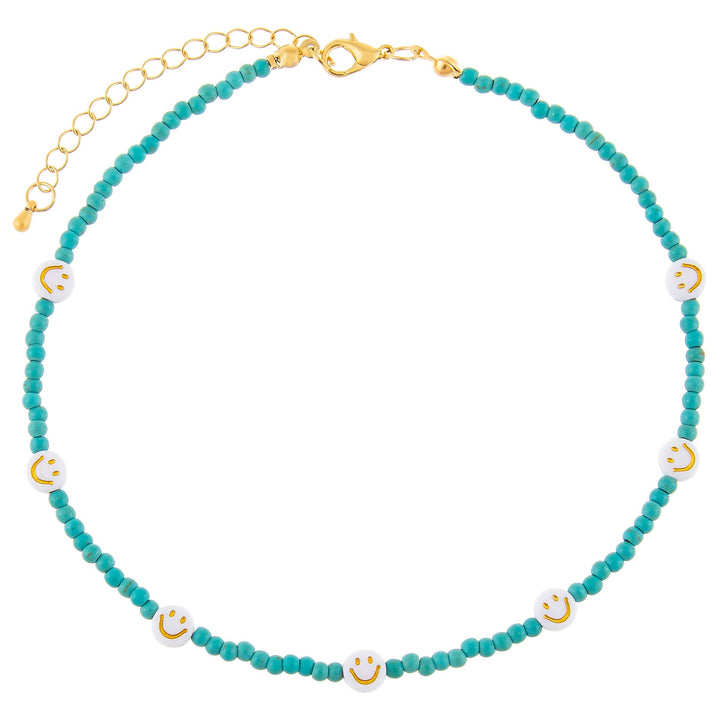  Turquoise Smiley Face Beaded Choker - Adina Eden's Jewels