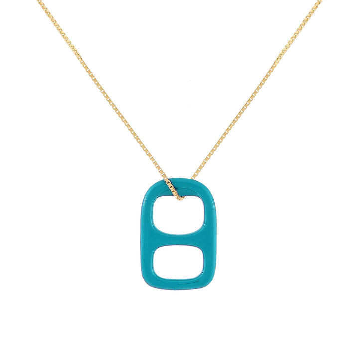 Turquoise Large Enamel Soda Can Top Necklace - Adina Eden's Jewels