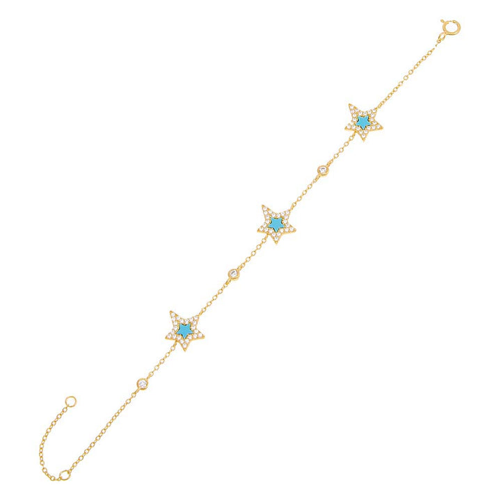 Turquoise Pavé Triple Star Stone Bracelet - Adina Eden's Jewels