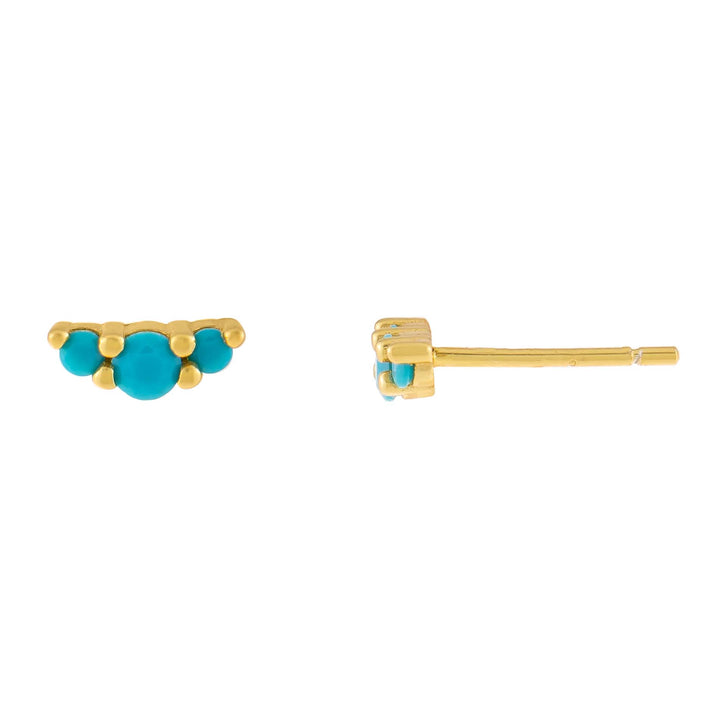 Turquoise Triple Turquoise Stone Stud Earring - Adina Eden's Jewels