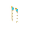 Turquoise / Pair Colored Stone Front Back Drop Stud Earring - Adina Eden's Jewels