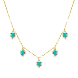 Turquoise CZ Turquoise Multi Teardrop Necklace - Adina Eden's Jewels