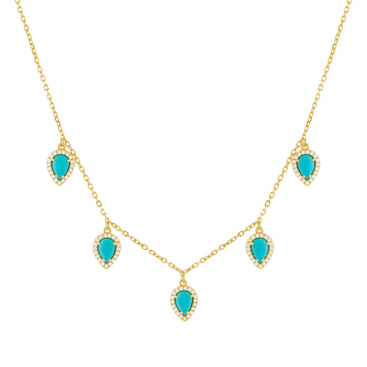 Turquoise CZ Turquoise Multi Teardrop Necklace - Adina Eden's Jewels