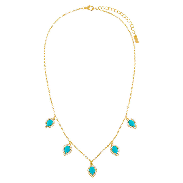  CZ Turquoise Multi Teardrop Necklace - Adina Eden's Jewels