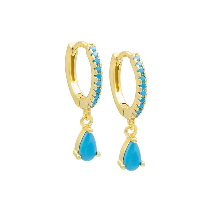 Turquoise Turquoise Teardrop Huggie Earring - Adina Eden's Jewels