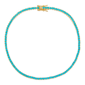 Turquoise Turquoise Colored Tennis Anklet - Adina Eden's Jewels