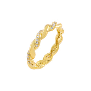 Gold / 6 Pavé X Solid Twisted Ring - Adina Eden's Jewels