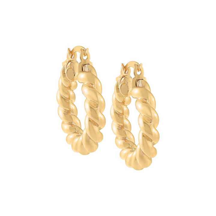 Gold Solid Twisted Hoop Earring - Adina Eden's Jewels