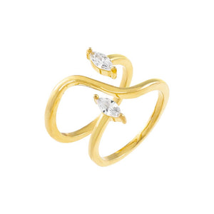 Gold / 6 CZ Spiral Ring - Adina Eden's Jewels