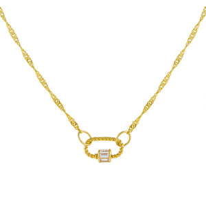 Gold Mini Baguette Rope Toggle Singapore Necklace - Adina Eden's Jewels
