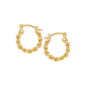 Gold Solid Twisted Rope Hoop Earring - Adina Eden's Jewels